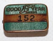 Cloisonne Goodyear Akron Employee Pin Back Badge: 1" x .66"