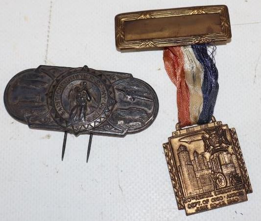 Group of 2 St. Christopher and Department of Ohio Pin Back Badges with Zeppelin Scene (1 of 2)