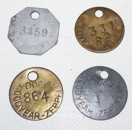Group of 4 Goodyear Zeppelin and Aircraft ID Tags (1 of 2)