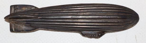Silver Engraved Blimp Zeppelin Shaped Pin Back Badge (1 of 2)