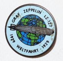 1929 Graf Zeppelin LZ-127 Cloisonne Pin Back Badge (1 of 2)