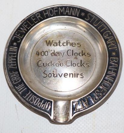 400 Day Graf Zeppelin Embossed Silver Souvenir Ashtray: 3" x 3"