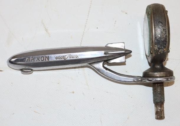 Boyce Moto Meter with USS Akron Goodyear Airship Hood Ornament Mascot (1 of 3)