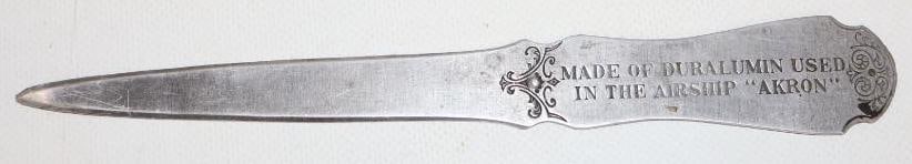 Duralumin Used in the Airship Akron Letter Opener: 8" x 1"