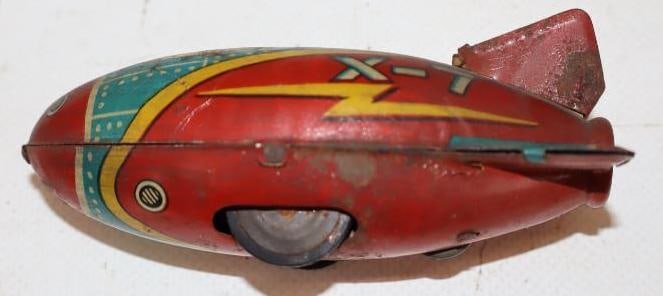 X-7 Moon Tin Litho Friction Rocket Car (1 of 2)