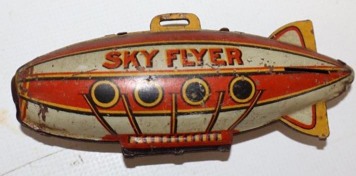 Skyflier Tin Litho Zeppelin Shaped Childrens Toy (1 of 2)