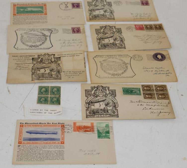 Group of 9 Shenandoah and USS Akron Memorial Postmarked Envelopes with Survivor Signatures (1 of 5)