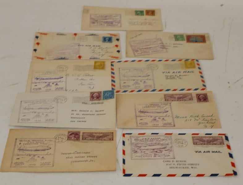 Group of 9 USS Akron Airship 1930's First Flight Postmarked Envelopes (1 of 4)