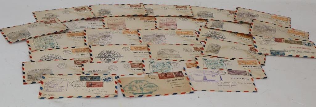 Group of 27 1930 First Flight Airmail Postmarked Envelopes (1 of 6)