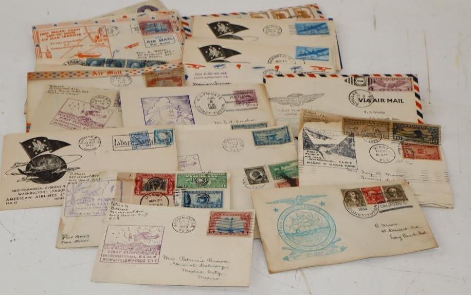 Group of 24 1930 First Flight Airmail Postmarked Envelopes (1 of 5)