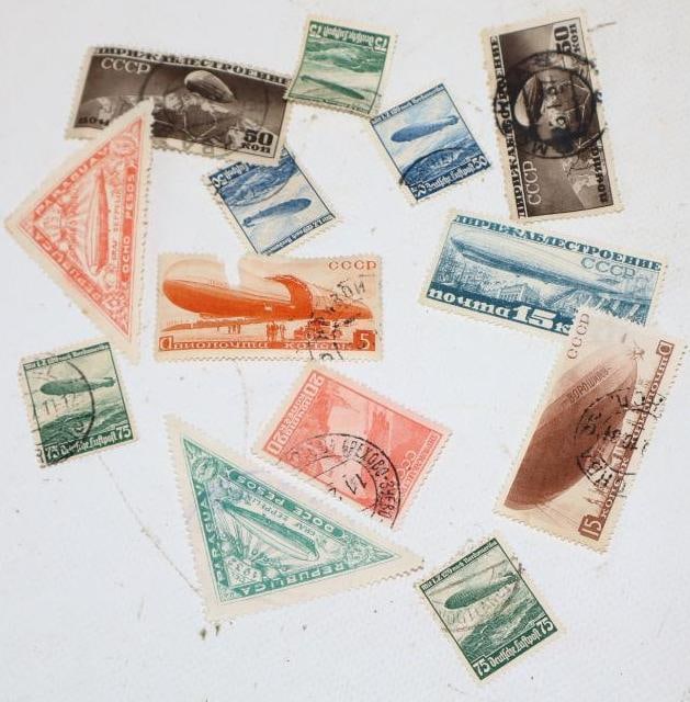 Group of 13 Blimp Zeppelin Related Postmarked Stamps (1 of 4)