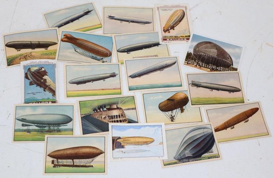 Group of 18 Blimp Diregible Chocolate Package Trading Cards: 2" x 2.5" each