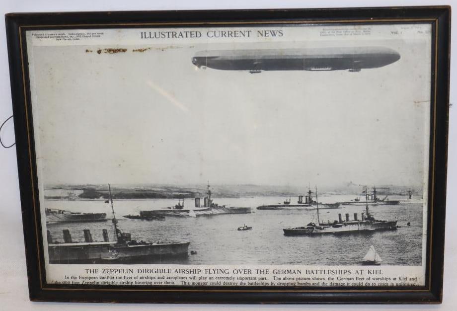 1914 German Diregible Airship Framed News Photo (1 of 3)
