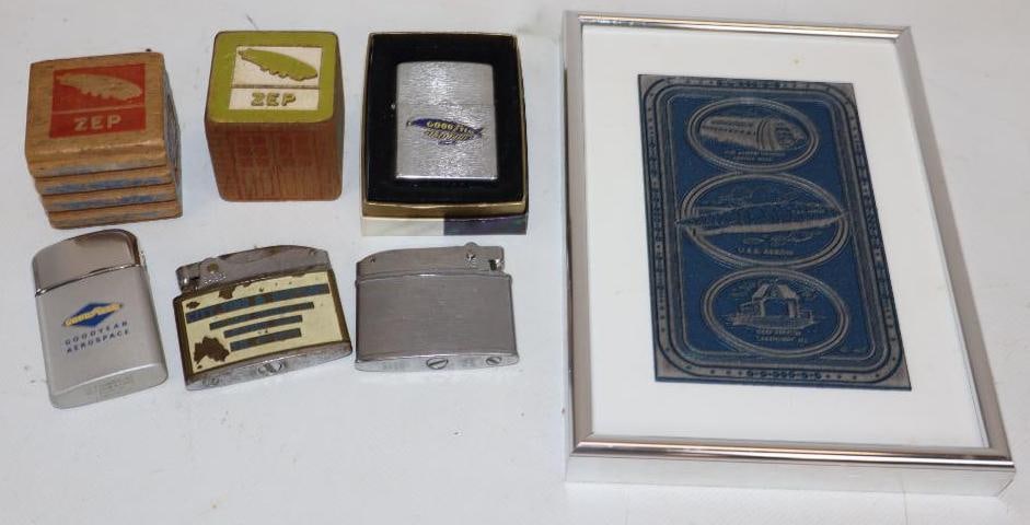 Group of 7 Blimp Zeppelin Related Lighters, Childrens Blocks, and USS Akron Souvenir (1 of 4)