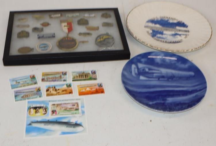 Group of 30 Blimp Zeppelin Pins, Plates, and Stamps (1 of 6)