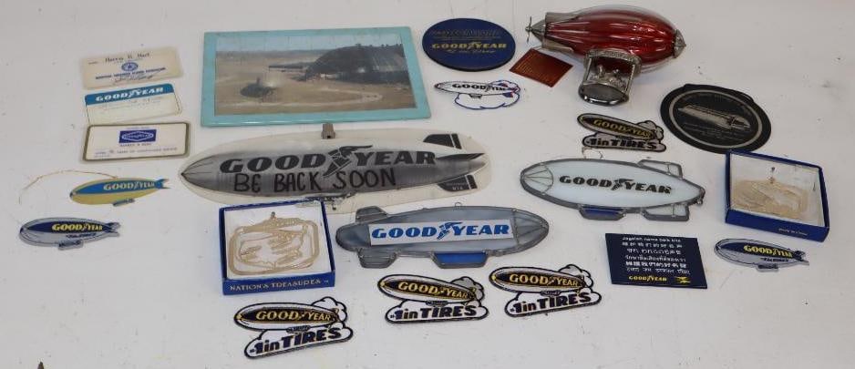 Group of 21 Blimp Diregible Christmas Ornaments, Puzzle, and Other Decorations: largest 11" x 4.5"