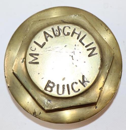 Buick McLaughlin Brass Threaded Automobile Hubcap (1 of 2)