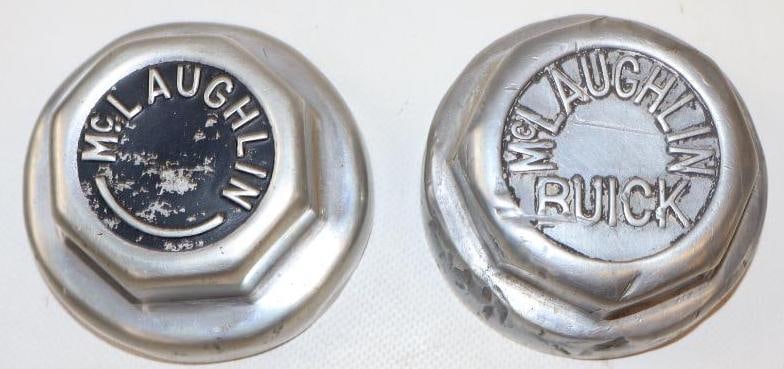 Group of 2 Buick McLaughlin Embossed Aluminum Threaded Automobile Hubcaps (1 of 2)