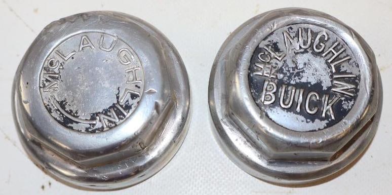 Group of 2 Buick McLaughlin Embossed Aluminum Threaded Automobile Hubcaps (1 of 2)