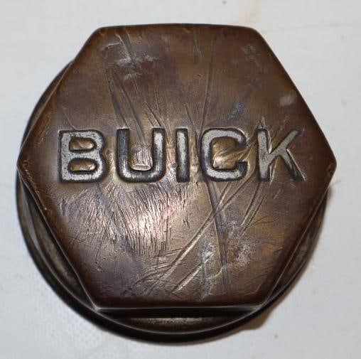 Debossed Brass Buick Threaded Automobile Hubcap (1 of 2)