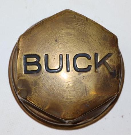 Debossed Brass Buick Threaded Automobile Hubcap (1 of 2)