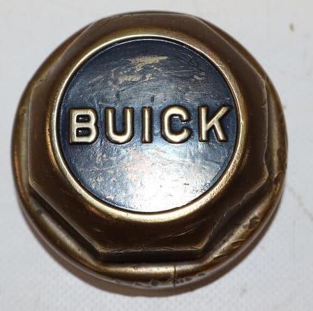 Brass Embossed Buick Threaded Automobile Hubcap (1 of 2)