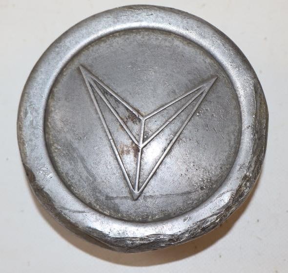 Oldsmobile Viking Embossed Aluminum Threaded Automobile Hubcap: 4.25" x 4.25" x 2"