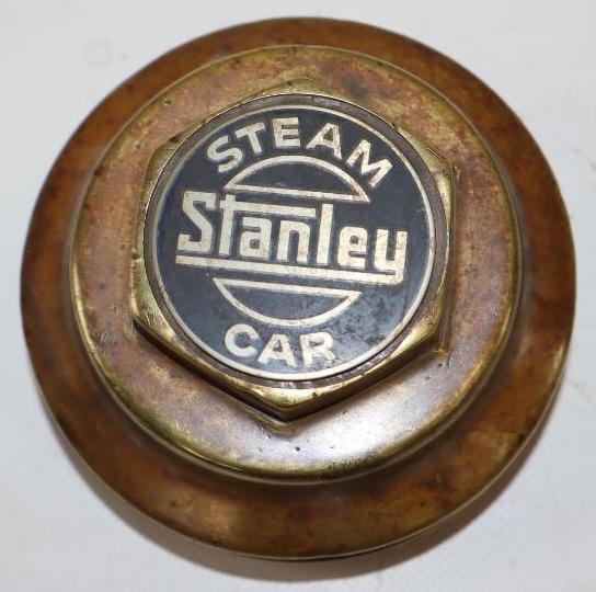 Stanley Steam Car Brass Threaded Automobile Hubcap: 3.5" x 3.5" x 2"