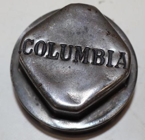 Columbia Motor Car Co. Debossed Steel Threaded Automobile Hubcap (1 of 2)