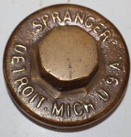 Spranger Brass Embossed Threaded Automobile Hubcap (1 of 2)