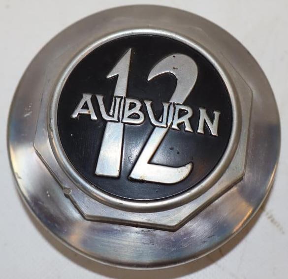 Auburn 12 Embossed Aluminum Threaded Automobile Hubcap: 4" x 4" x 2"