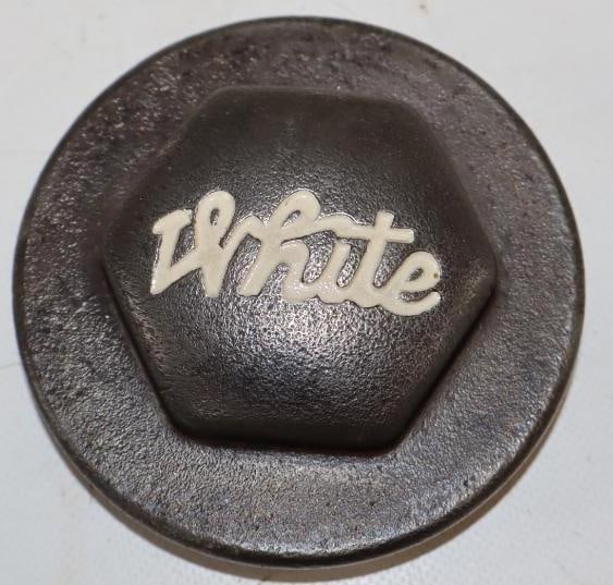 1910's White Truck Debossed Steel Threaded Automobile Hubcap (1 of 2)