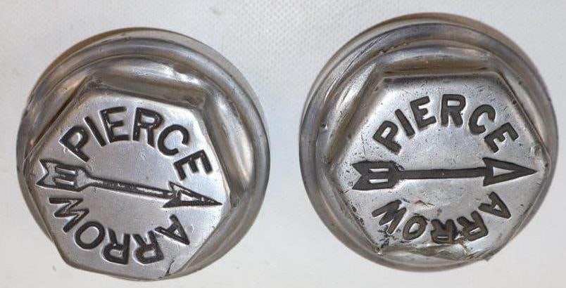 Group of 2 Pierce Arrow Debossed Aluminum Threaded Automobile Hubcaps (1 of 2)