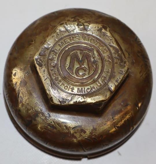 Chalmers Debossed Brass Threaded Automobile Hubcap (1 of 2)