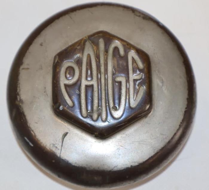 Paige Motor Car Co. Debossed Brass Threaded Automobile Hubcap (1 of 2)
