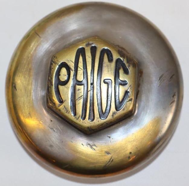 Paige Motor Car Co. Debossed Brass Threaded Automobile Hubcap (1 of 2)