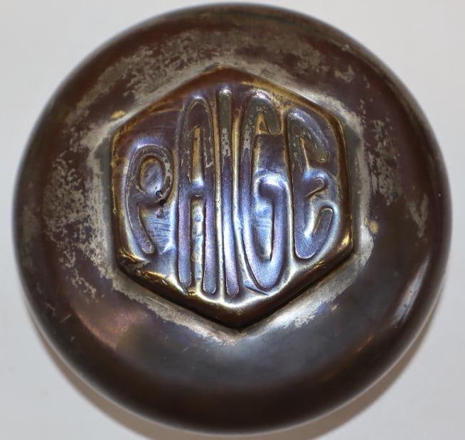 Paige Motor Car Co. Debossed Brass Threaded Automobile Hubcap (1 of 2)