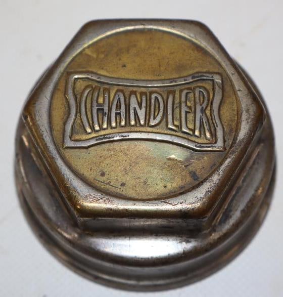 Chandler Embossed Brass Threaded Automobile Hubcap (1 of 2)
