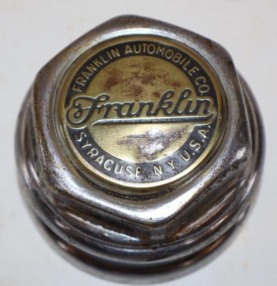Franklin Automobile Co. Brass Embossed Threaded Automobile Hubcap (1 of 2)