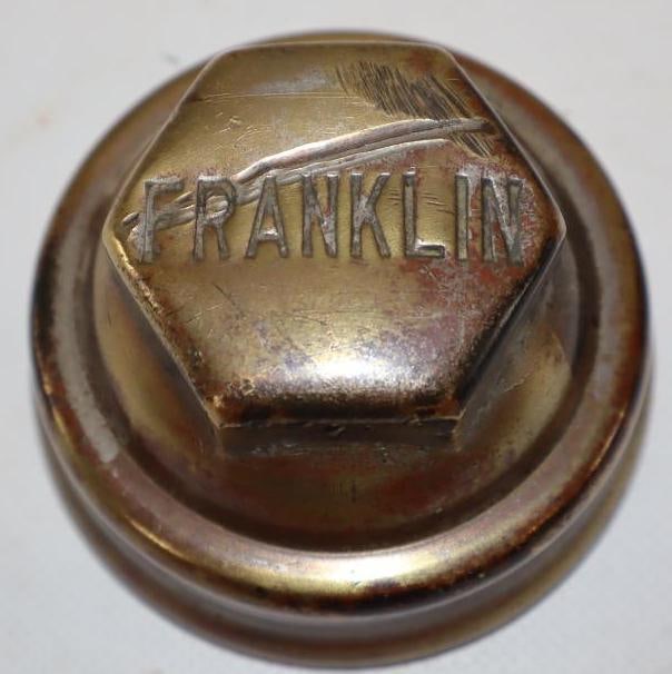 Franklin Automobile Co. Brass Debossed Threaded Automobile Hubcap (1 of 2)