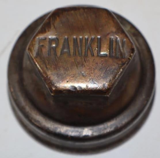 Franklin Automobile Co. Brass Debossed Threaded Automobile Hubcap (1 of 2)