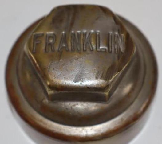 Franklin Automobile Co. Brass Debossed Threaded Automobile Hubcap (1 of 2)