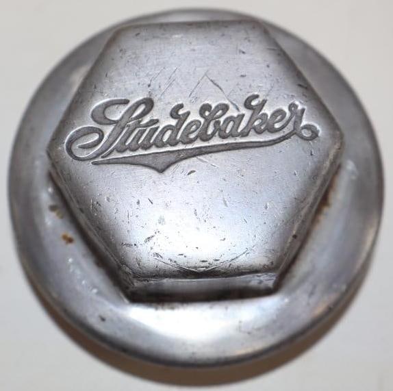 Studebaker Debossed Aluminum Threaded Automobile Hubcap (1 of 2)