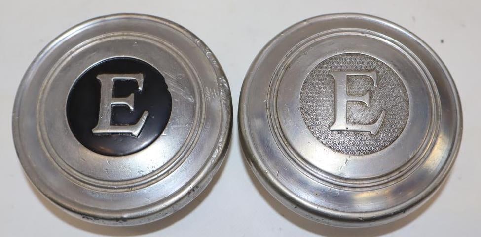 Group of 2 Studebaker Erskine Motor Car Co. Embossed Aluminum Threaded Automobile Hubcaps (1 of 2)