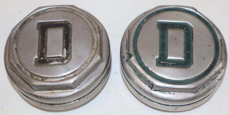 Group of 2 1920's Durant Embossed Aluminum Threaded Automobile Hubcaps (1 of 2)