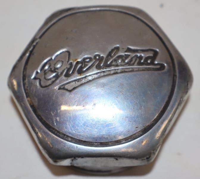 1929 Overland Debossed Aluminum Threaded Automobile Hubcap (1 of 2)