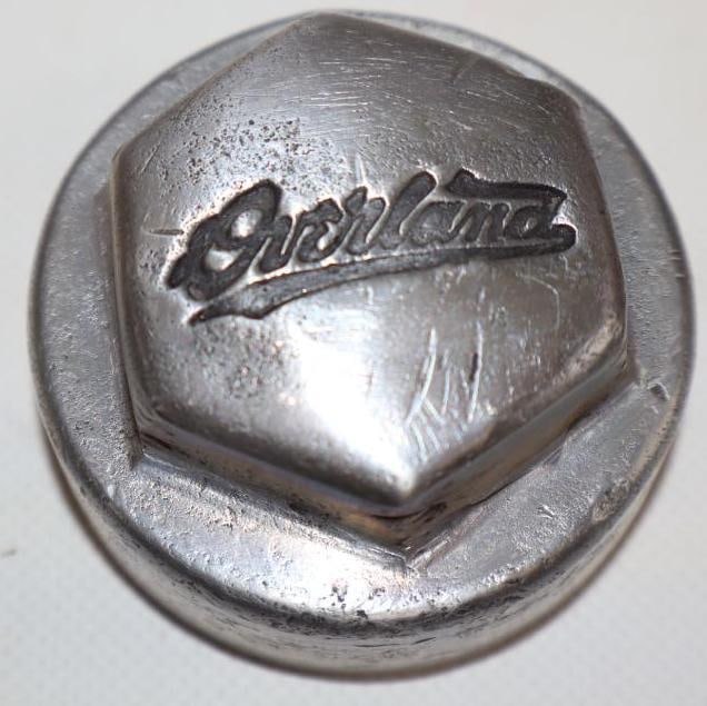 1910's Overland Debossed Aluminum Threaded Automobile Hubcap (1 of 2)