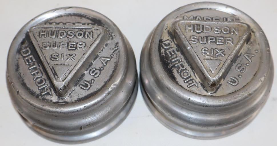 Group of  2 1925-26 Hudson Super 6 Embossed Aluminum Threaded Automobile Hubcaps (1 of 2)