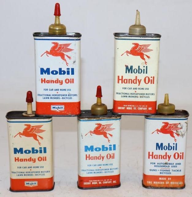 Group of 5 Mobiloil Handy Oilers: 4oz each