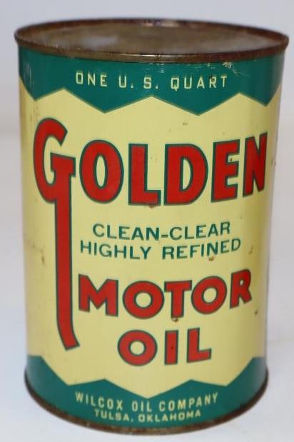 Golden Wilcox Oil Metal 1 Quart Oil Can (1 of 2)